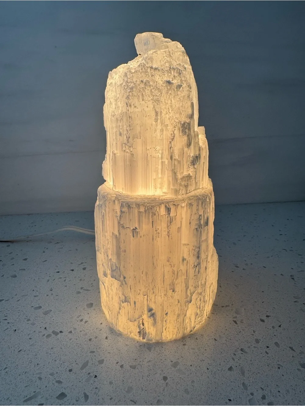 Selenite Crystal Lamp 8”x3”